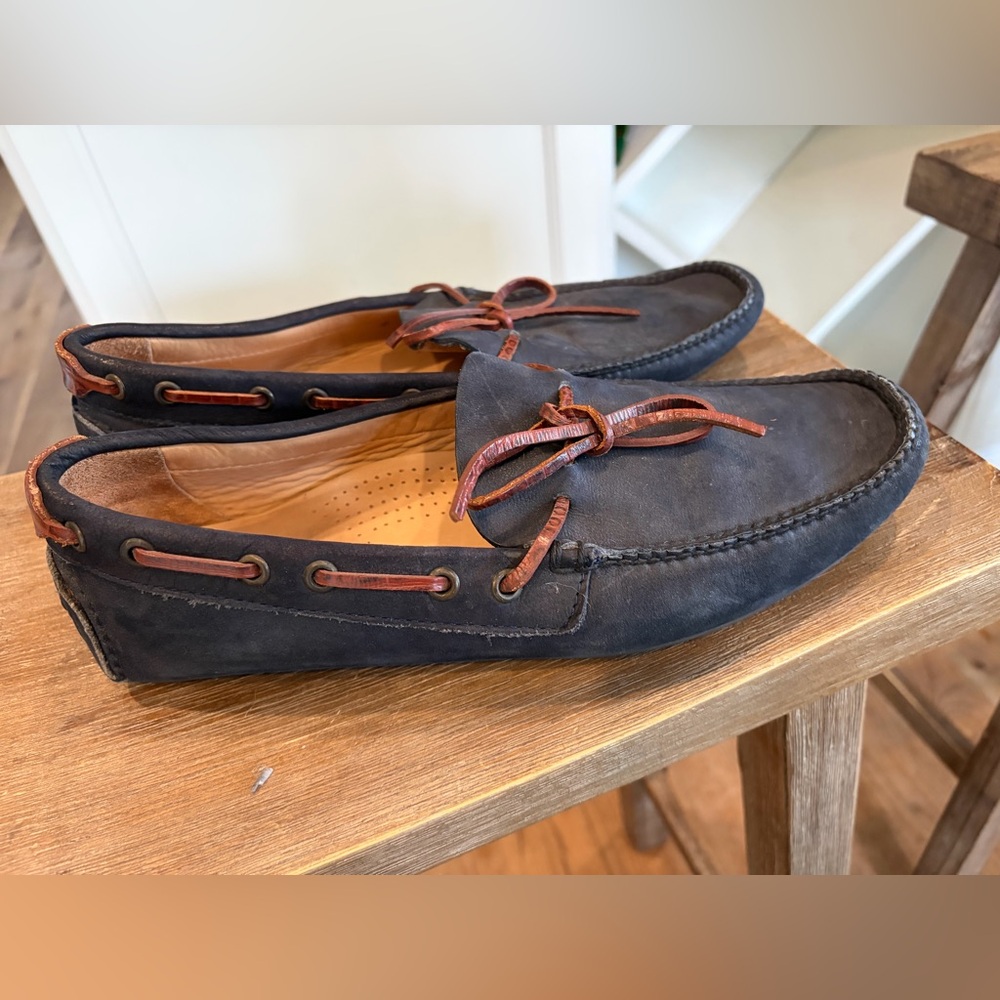 ALAN PAYNE MEN’S HANDMADE Preppy  BLUE SUEDE DRIVING LOAFERS 9 M